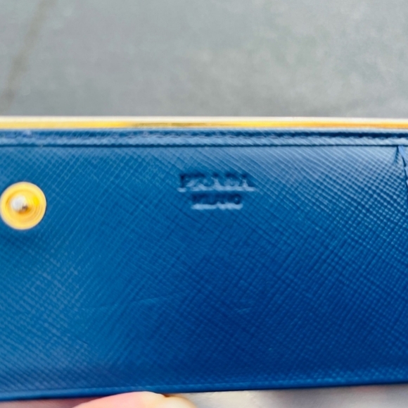 Prada Deep Blue Saffiano Leather Long Slim Double Snap Wallet … - Picture 2 of 7